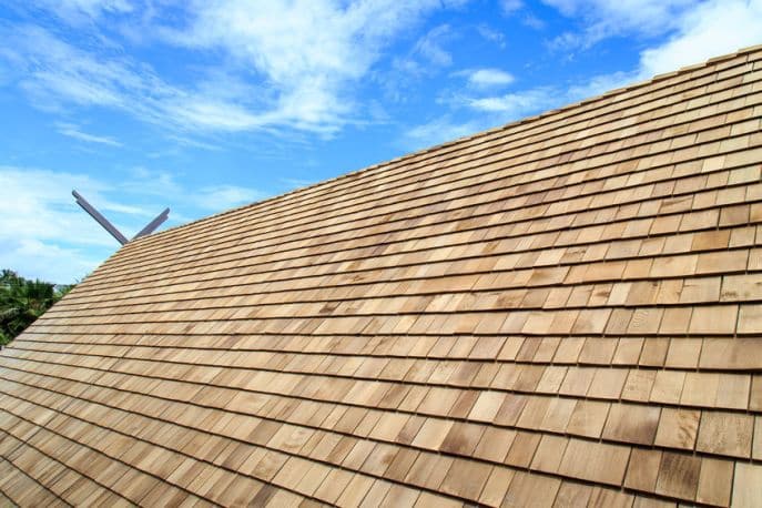 Picture of cedar shake roof.